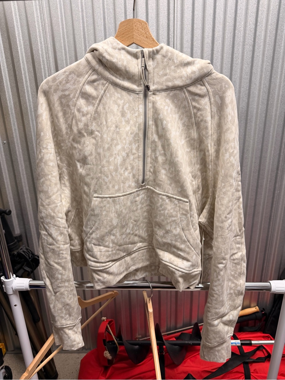 NWT Lululemon Scuba Oversized Half-Zip Hoodie Leopard WP Antique White